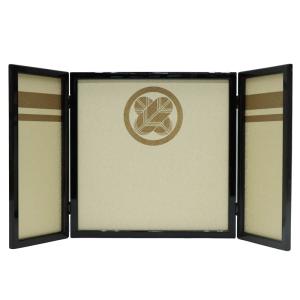 アウトレット品 台屏風セット 15号 三曲金屏風 /畳台 黒春慶塗 24a-ya