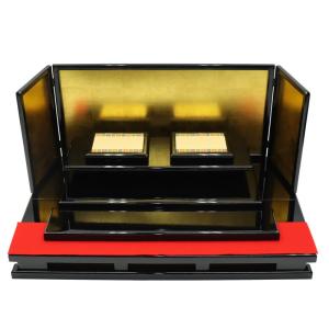 アウトレット品 屏風台 台屏風セット 黒檀塗畳台 屏風付 23a-ya-0697