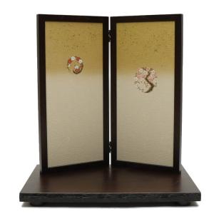 アウトレット品 台屏風セット 15号 三曲金屏風 /畳台 黒春慶塗 24a-ya