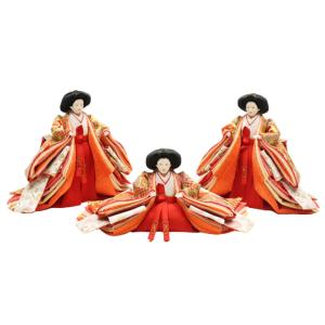 アウトレット品 雛人形 官女単品 有職 京七寸 座り官女：紫と緑系/立官