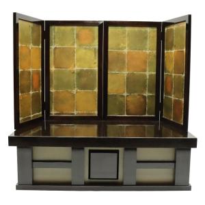 アウトレット品 五月人形 台屏風セット 25号 18号 古代富士 本金箔押