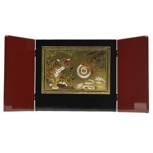 アウトレット品 屏風台 台屏風セット 黒檀塗畳台 屏風付 23a-ya-0697