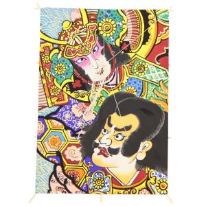 インテリア 手描き和凧 特大六角凧 約縦76×横65cm ロ-15イ 歌舞伎絵 長