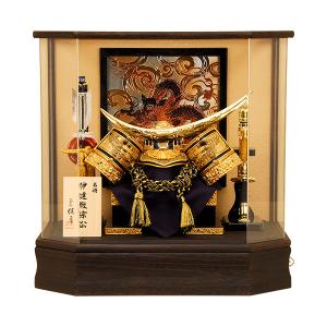五月人形 ケース入兜 翠 上杉謙信（金） ガラスケースオルゴール付