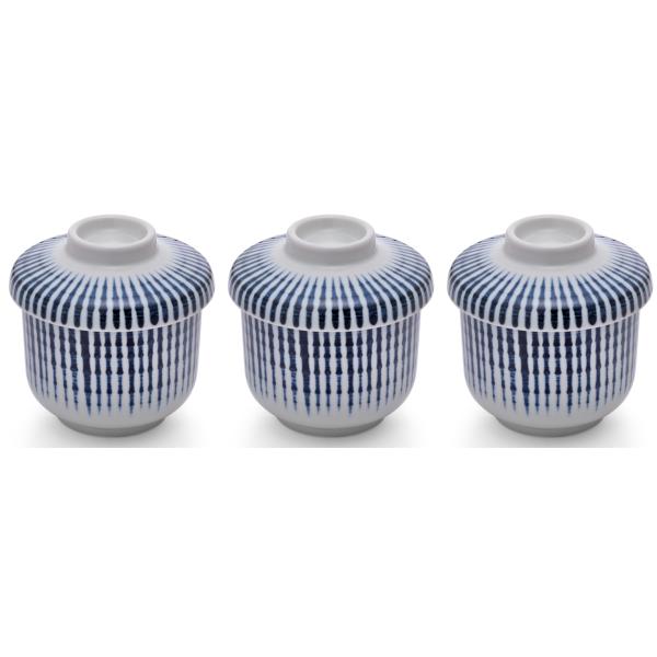 アイトー(Aito) 茶碗蒸し 器 セット むし碗 食器 日本製 美濃焼 十草蒸し碗（3個組）