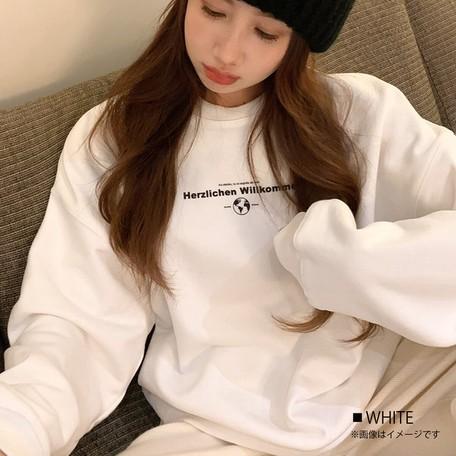 ロゴトレーナー　レディース　ワンポイント　ロゴ　メンズライク　ゆったり　体型カバー　薄手　カジュアル