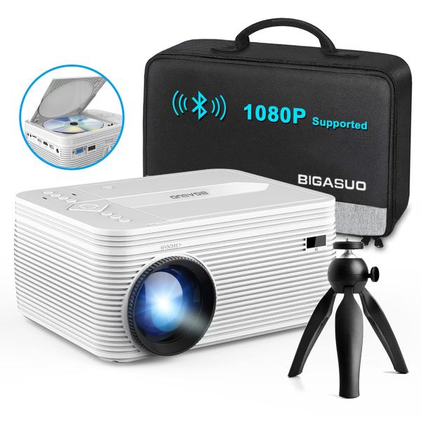 BIGASUO HD 9000L Bluetooth Projector Built in DVD ...