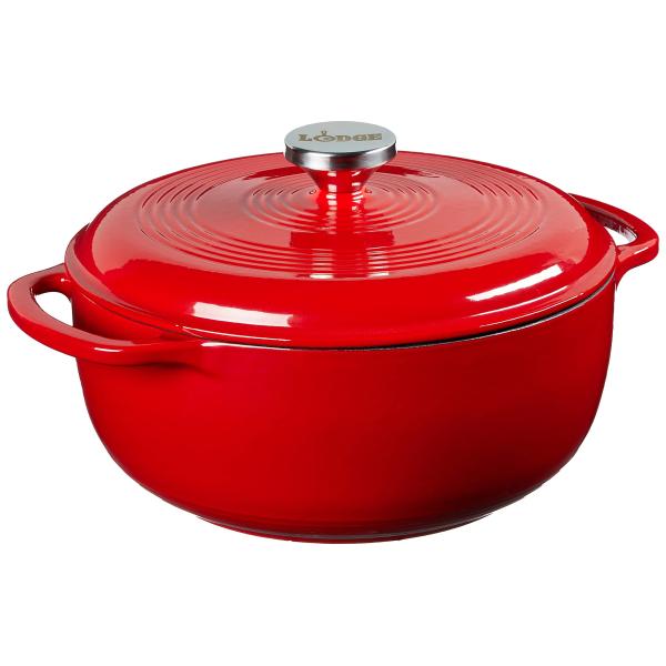 Lodge 4.5 Quart Enameled Cast Iron Dutch Oven with...