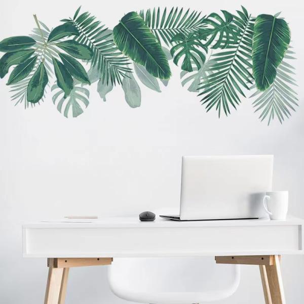 送料込み　ウォールステッカー グリーン　新作　熱帯植物　大きい葉　　壁飾り　壁紙　壁シール　壁絵　剥...