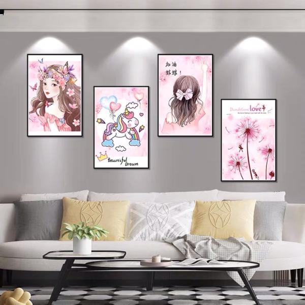 送料込み　ウォールステッカー　中華風　頑張る　少女ステッカー　4枚　セット　壁飾り　壁紙　壁シール　...