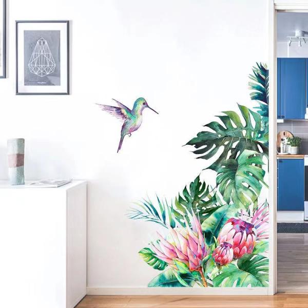 剥がせる　ウォールステッカー　DIY　熱帯植物　鳥　壁絵　壁シート　模様替え 　リビング　欧米風　　...