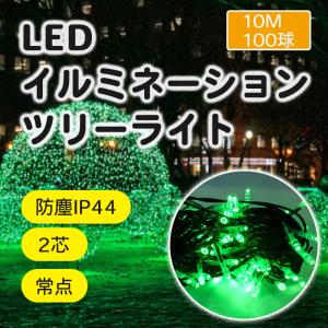 プロフェッショナルLED 2芯 グリーン 緑 10ｍ 100球ストリングライト ブラックコード クリスマス ライト パーティー