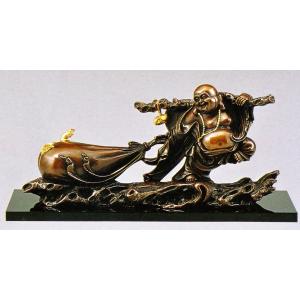 高岡銅器　置物　布袋さん 青銅製 銅 布袋 置物 陶器 布袋さん 布袋様 高岡銅器 峰一 招福