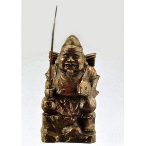 般若純一郎作　木彫風　大黒天 銅製　縁起物 般若純一郎作 木彫風 大黒天 銅製 縁起物