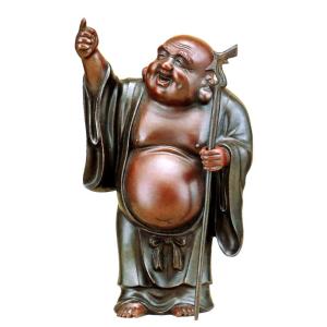 高岡銅器／布袋様の置物 杖持布袋20号 送料無料 : 檜屋美術館 - 通販
