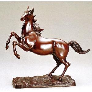 高岡銅器の干支置物 午(馬)／若駒 金箔仕上げ 桐箱付 : 檜屋美術館