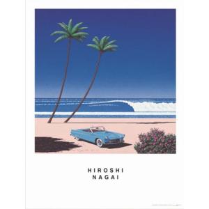 永井博作品　BLUE CAR AND THE BEACH　ポスター／フレーム付