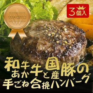 あか牛と国産豚の合挽ハンバーグ 120g×3個入 ポイント消化 条件付送料無料 お試し用 食品 肉料理 お取り寄せ 熊本県産和牛 国産豚 冷凍 国産