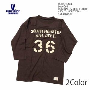 ウエアハウス WAREHOUSE 4063SOU-23 フットボール Ｔシャツ 7分袖 SOUTH HOUSTON メンズ | ヒノヤ｜hinoya-ameyoko