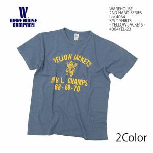 ウエアハウス WAREHOUSE 4064YEL-23 Tシャツ 半袖 セカンドハンド ウォッシュ加工 - YELLOW JACKETS - メンズ | ヒノヤ｜hinoya-ameyoko