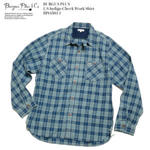 バーガスプラス BURGUS PLUS インディゴ チェック シャツ BP14503-1 ワーク 長袖 メンズ | ヒノヤ｜hinoya-ameyoko