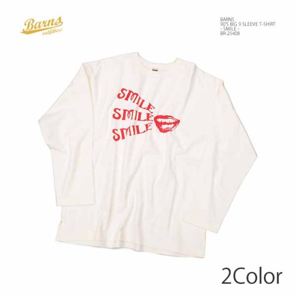 バーンズ BARNS BR-25408 90's ビッグ 9スリーブ プリントTシャツ - SMIL...