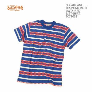 シュガーケーン SUGAR CANE SC78038 Tシャツ ダイヤモンドモチーフ ジャガード織り メンズ | ヒノヤ｜hinoya-ameyoko