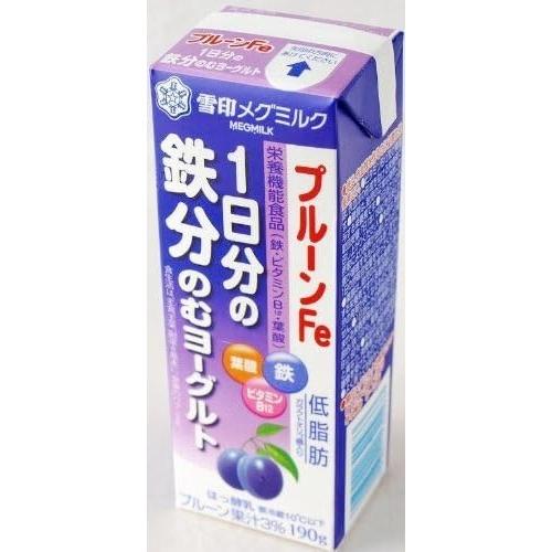 雪印メグミルク MEGMILKプルーンFe 1日分の鉄分のむヨーグルト 190g 9本セット×4 要...