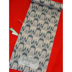 イカット手織り　八寸帯　藍鼠　正絹（仕立代サービス）｜hinoyajp2000