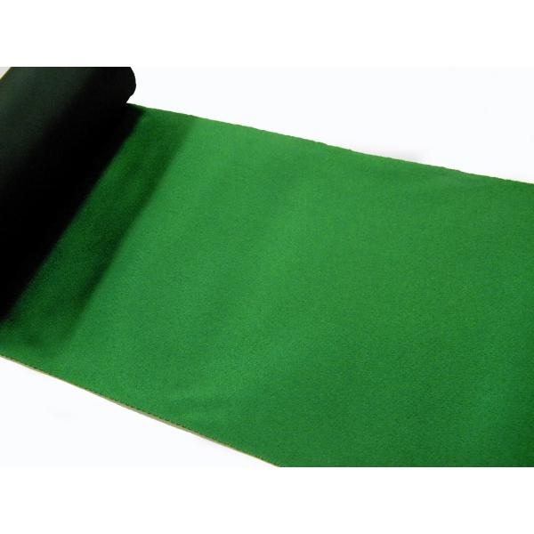 帯のはぎれ　緑色無地（19ｃｍ巾）半巾帯のはぎれ　少々難あり　1ｍ単位で切り売りします