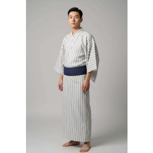 TORAY（東レ） 浴衣 街着屋オリジナル「男浴衣 竹縞（オフ白 M・L