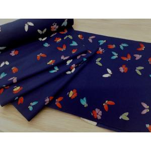 着物のはぎれ 正絹 手絞り 京友禅小紋 反物切り売り 朱赤7-12 着物反物