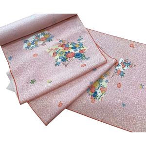 着物のはぎれ 正絹 菊に扇面柄 京友禅小紋 反物切り売り 7-12 着物裂地