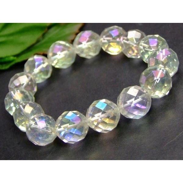 ≪19916≫●12mm●アクアオーラ カット●A●水晶●ブレスレット●ブラジル産●天然石●パワース...