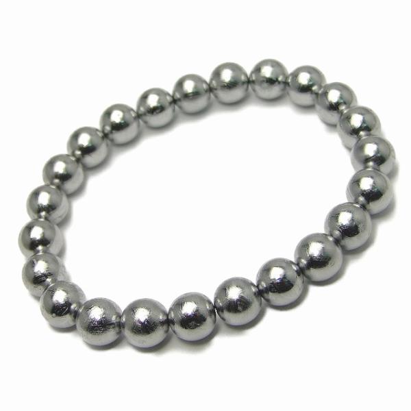 ≪23626A≫鑑別書付き 8mm 5A 本物保証 銀色 シルバー 鉄隕石 ギベオン ブレスレット ...