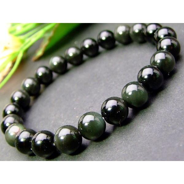 ≪30601A≫●送料無料有●目が入ってる◆８mm 5A オブシディアン●内径調整可能●鑑別済・本物...