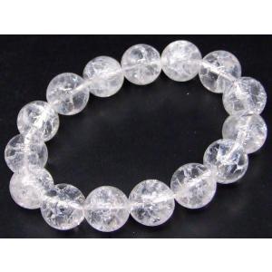 ≪b3-31471D≫12mm クラック水晶 ブレスレット 内径17cm ブラジル産