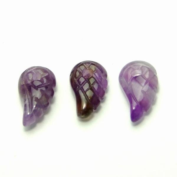 ≪羽彫・10×6mm・1粒売り≫49511N アメジスト●1個●手彫●天使の羽●天然石●パワーストー...