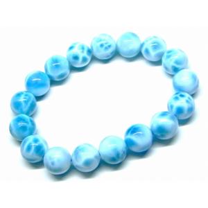天然石 パワーストーン　　65490　　特級 12mm ラリマー ドミニカ共和国産 ブレスレット 内径18cm ポーチ付き 鑑別済・本物保証 送料無料