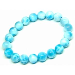 天然石 パワーストーン　　65493　　特級 10mm ラリマー ドミニカ共和国産 ブレスレット 内径18cm ポーチ付き 鑑別済・本物保証 送料無料