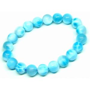 天然石 パワーストーン　　65494　　特級 10mm ラリマー ドミニカ共和国産 ブレスレット 内径18cm ポーチ付き 鑑別済・本物保証 送料無料