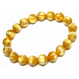 天然石 パワーストーン　　65888　　タイチンルチルクォーツ 針水晶 10mm 5A ブレスレット 内径17cm ポーチ付き 送料無料 ブラジル産