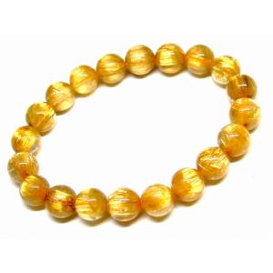 天然石 パワーストーン　　65889　　タイチンルチルクォーツ 針水晶 10mm 5A ブレスレット 内径17cm ポーチ付き 送料無料 ブラジル産