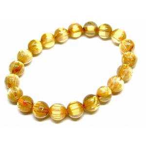 天然石 パワーストーン　　65891　　タイチンルチルクォーツ 針水晶 9mm 5A ブレスレット 内径17cm ポーチ付き 送料無料 ブラジル産