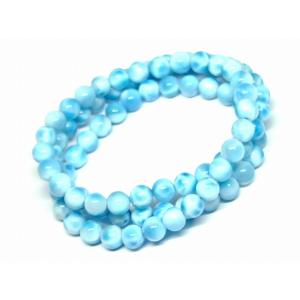 天然石 パワーストーン　　66088　　ラリマー 7mm 5A ドミニカ共和国産 三重ブレスレット ネックレス 長さ57cm 鑑別済・本物保証 送料無料