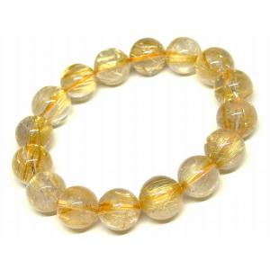 天然石 パワーストーン　　66742　　タイチンルチルクォーツ 針水晶 13mm 5A ブレスレット 内径18cm ポーチ付き 送料無料 ブラジル産