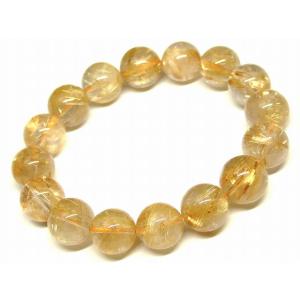 天然石 パワーストーン　　66743　　タイチンルチルクォーツ 針水晶 13mm 5A ブレスレット 内径18cm ポーチ付き 送料無料 ブラジル産