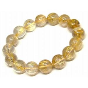 天然石 パワーストーン　　66744　　タイチンルチルクォーツ 針水晶 13mm〜14mm 5A ブレスレット 内径18cm ポーチ付き 送料無料 ブラジル産