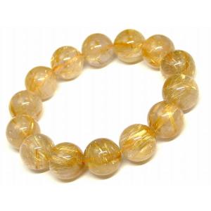 天然石 パワーストーン　　66745　　タイチンルチルクォーツ 針水晶 16mm 5A ブレスレット 内径19cm ポーチ付き 送料無料 ブラジル産