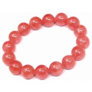 天然石 パワーストーン　　67858　　インカローズ 13mm 5A ブレスレット 内径18cm 鑑別済・本物保証 ポーチ付き アルゼンチン産